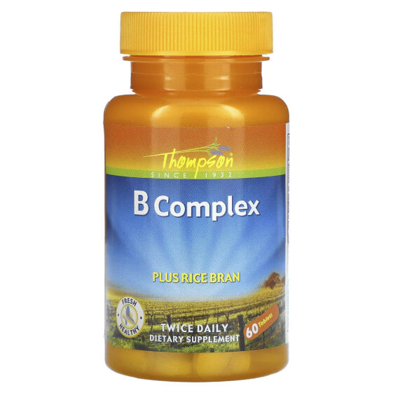 Витамины группы B Thompson Комплекс B, плюс Отруби Риса, 60 таблеток