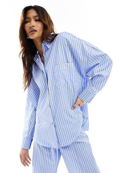 ASOS DESIGN oversized shirt co-ord in stripe