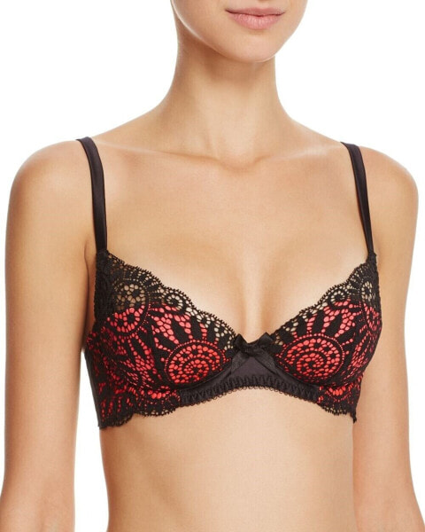 Agent Provocateur 166626 Womens Padded Push Up Bra Black/Neon Melon Size 32E