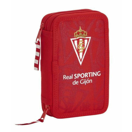 Двойной пенал Real Sporting de Gijón Красный 12.5 x 19.5 x 4 cm (28 Предметы)