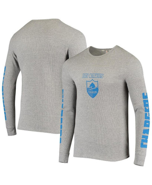 Men's Heathered Gray Los Angeles Chargers Heavyweight Thermal Long Sleeve T-shirt