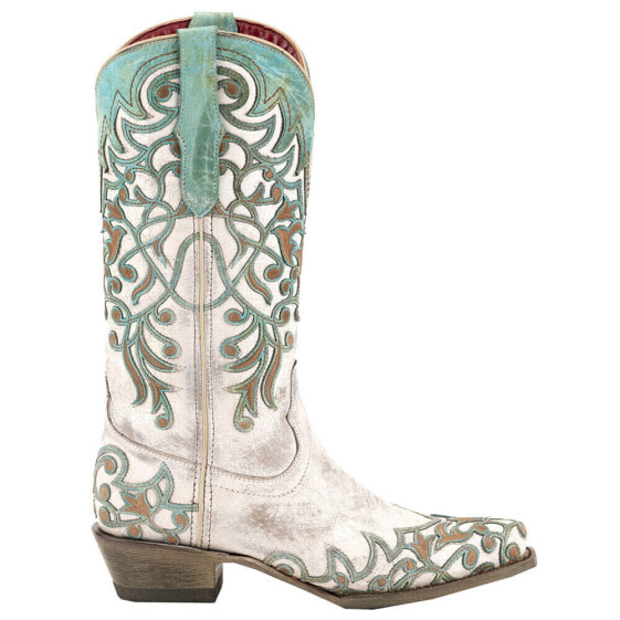Ferrini Ivy Embroidered Snip Toe Cowboy Womens White Dress Boots 81961-50
