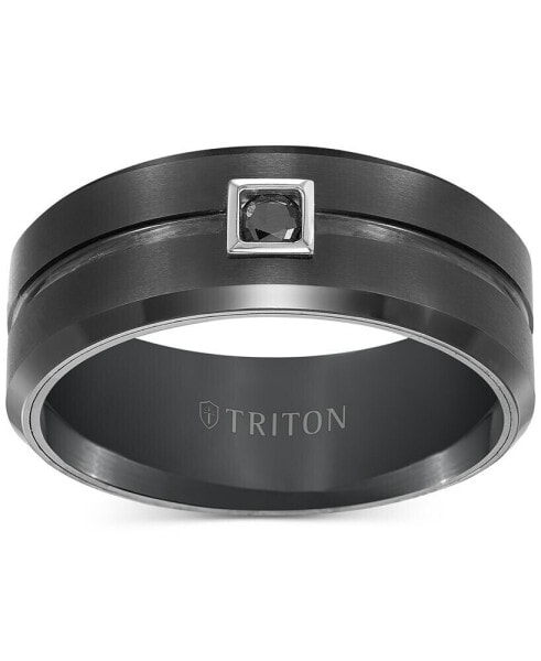 Men's Black Tungsten Ring, Black Diamond Wedding Band (1/10 ct. t.w.)