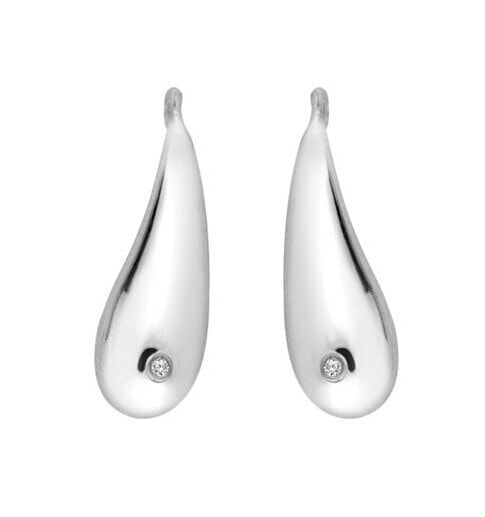 Silver Dangle Earrings with Genuine Diamonds Tide DE786