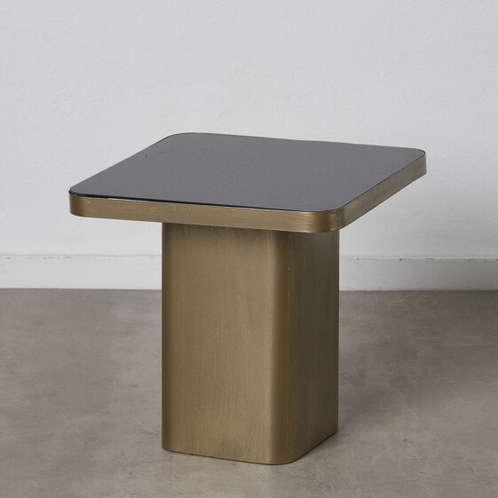 Вспомогательный стол 50,5 x 50,5 x 51 cm Стеклянный Чёрный Позолоченный Металл