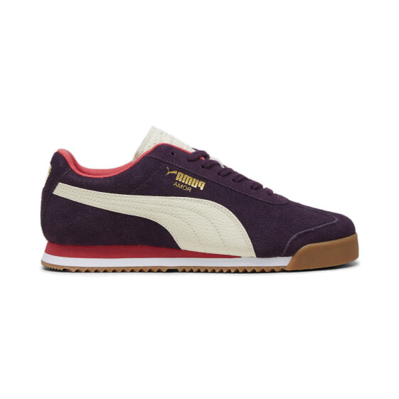 Puma Roma Suede 39863501 Mens Purple Suede Lace Up Lifestyle Sneakers Shoes