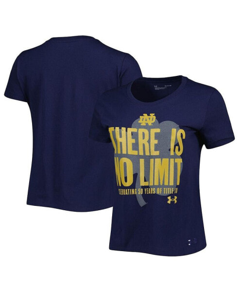 Women's Navy Distressed Notre Dame Fighting Irish Title IX No Limit T-shirt