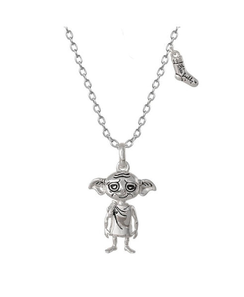 Dobby House Elf and Sock Silver Plated Necklace, 18"
