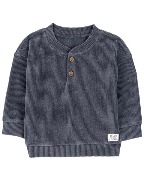 Baby Ribbed Velour Pullover NB