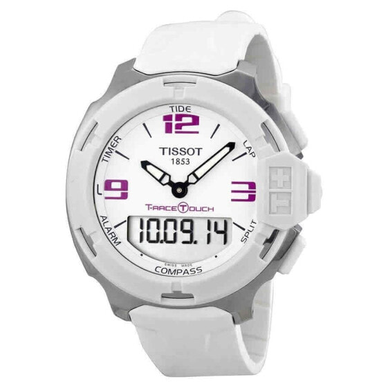 Часы и аксессуары Tissot Unisex T-Race аналогово-цифровые белые резиновые T0814201701700 NEW