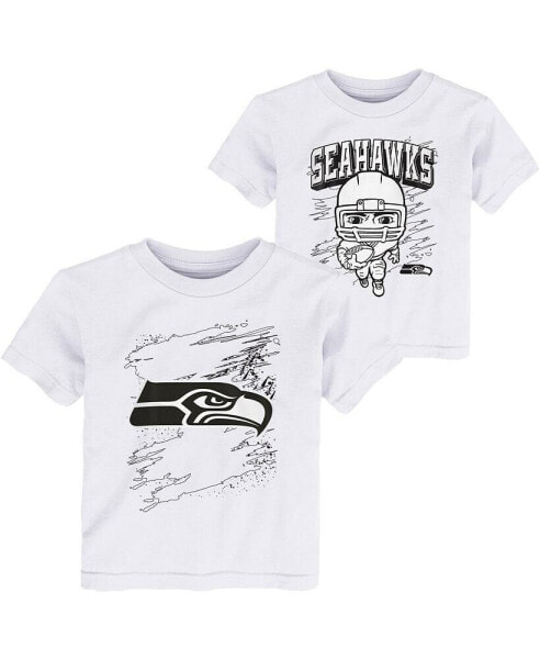 Белая детская футболка для малышей Seattle Seahawks Coloring Activity от OuterStuff (набор из двух штук)