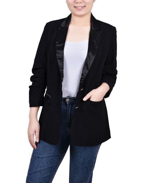 Petite Satin Lapel Scuba Crepe Jacket