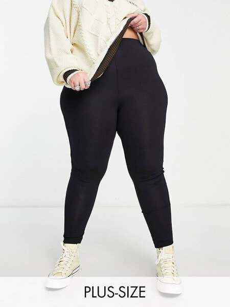 COLLUSION Plus deep waistband legging in black 