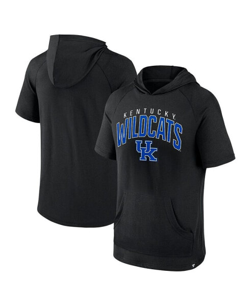 Men's Black Kentucky Wildcats Double Arch Raglan Short Sleeve Hoodie T-shirt