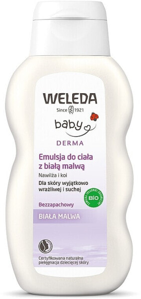 Pflegende Körperlotion für hochsensible und neurodermitische Babyhaut mit weißer Malve