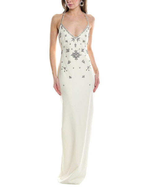 Marchesa Notte Embellished Column Gown Women's White 10