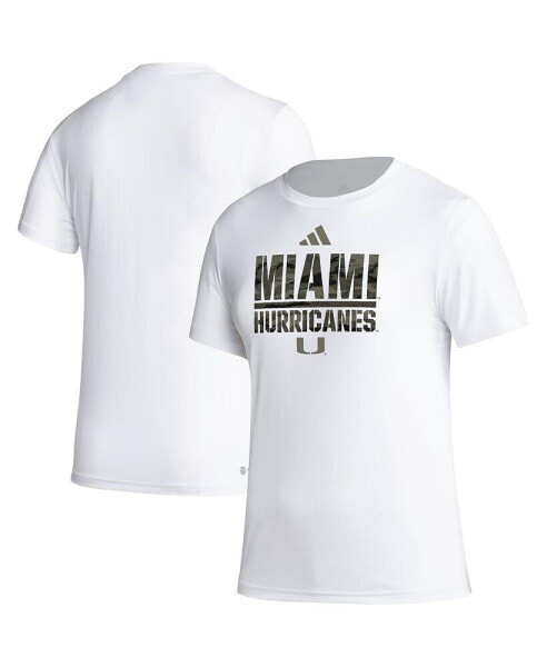 Women's White Miami Hurricanes AEROREADY Military Appreciation Pregame T-Shirt