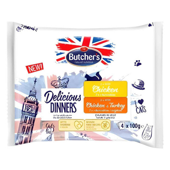 BUTCHER´S Delicious Dinners Chicken Chicken With Turkey 4x100g Wet Cat Food