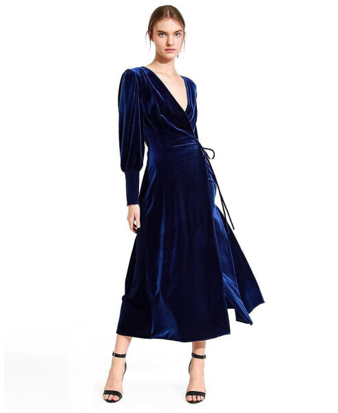 Women Current Mood Velvet Wrap Dress