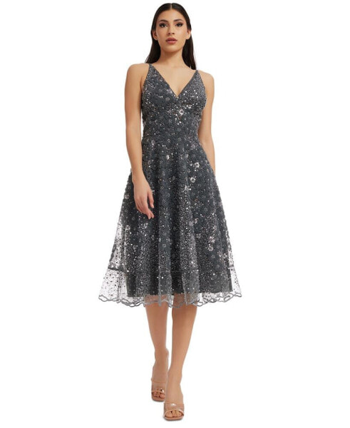 Women's Elisa Sequined Fit & Flare Dress