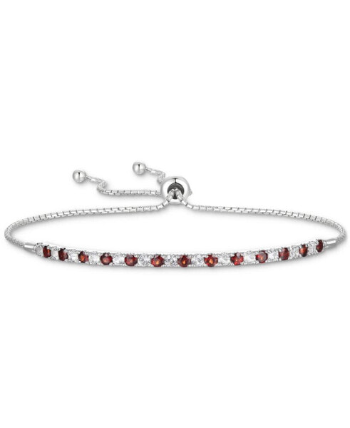 Rhodolite Garnet (1/3 ct. t.w.) & White Topaz (5/8 ct. t.w.) Bolo Bracelet in Sterling Silver (Also in Citrine, Peridot, Amethyst, Lab-Created Opal & Blue Topaz)