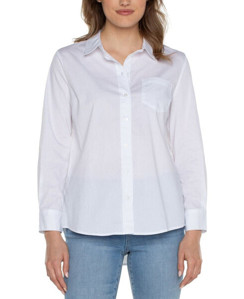 Women's Point Collar Button-Front Shirt