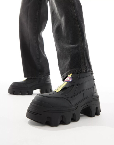 ASOS DESIGN chunky boot in black with motocross detailing