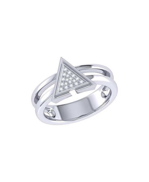 On Point Triangle Design Sterling Silver Diamond Women Ring