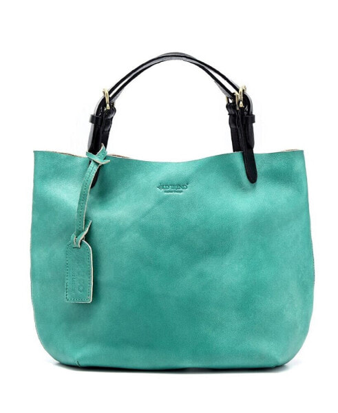 Women's Genuine Leather Dip Dye Tote