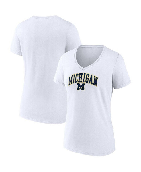 Women's White Michigan Wolverines Evergreen Campus V-Neck T-shirt