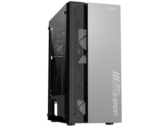 DIYPC Black USB 3.0 Steel Tempered Glass ATX Mid Tower Computer Case DIY-S08-BK