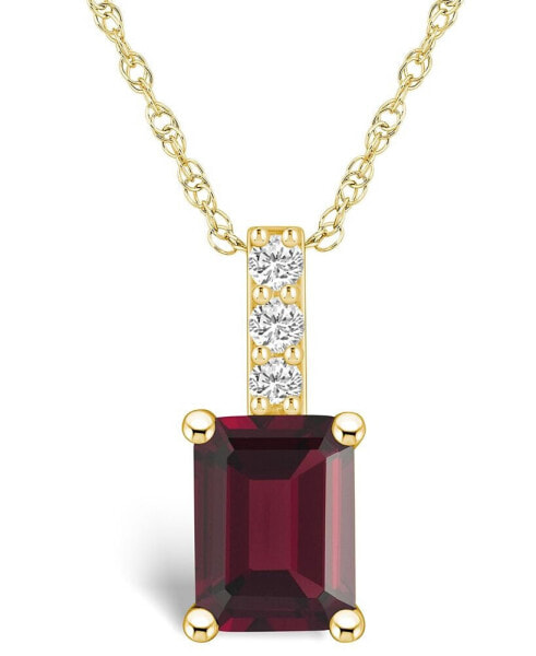 Garnet (2 Ct. T.W.) and Diamond Accent Pendant Necklace in 14K Yellow Gold
