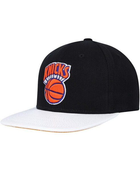 Men's Black, White New York Knicks Hardwood Classics Wear Away Visor Snapback Hat