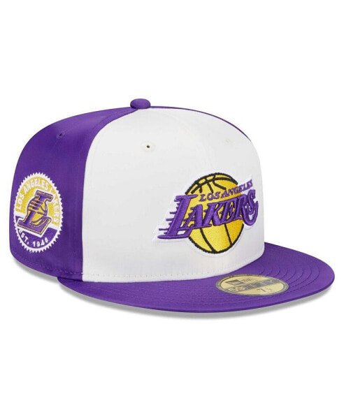 Men's White Los Angeles Lakers Throwback Satin 59FIFTY Fitted Hat