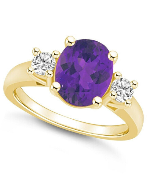 Amethyst and Diamond Ring (2-1/2 ct.t.w and 1/3 ct.t.w) 14K Yellow Gold