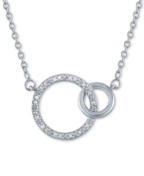Diamond Accent Interlocking Circles Pendant Necklace in Sterling Silver, 16" + 2" extender
