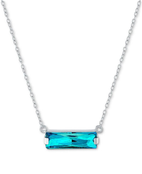 Crystal Rectangle Solitaire 18" Pendant Necklace in Sterling Silver, Created for Macy's
