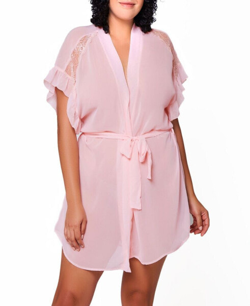 Mia Plus Size Chiffon and Lace Sheer Robe