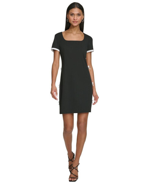 Women's Bow Trim Scuba Crepe Sheath Dress