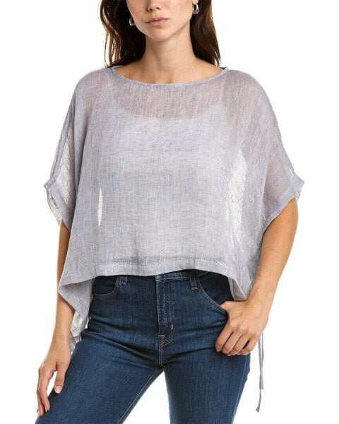 Eileen Fisher Linen Cropped Poncho Women's Grey L/Xl