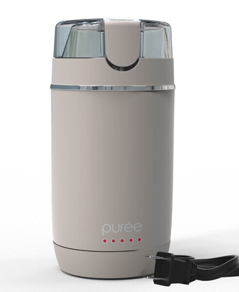 Puree Electric Coffee Grinder, One-Touch Spice, Herb, and Coffee Bean Grinder with Stainless Steel Blades