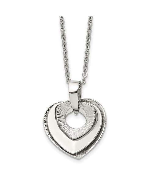 Three Piece Moveable Heart Pendant Cable Chain Necklace