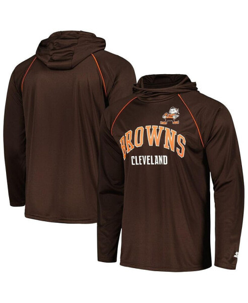Men's Brown Distressed Cleveland Brown Gridiron Classics Throwback Raglan Long Sleeve Hooded T-shirt