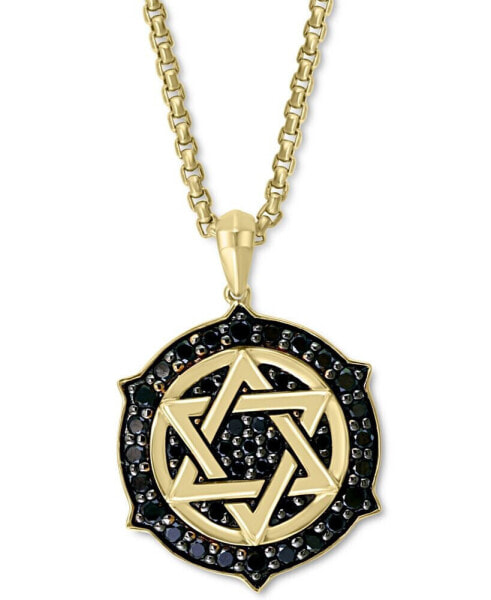 EFFY® Men's Black Diamond Star of David Ship's Wheel 22" Pendant Necklace (5/8 ct. t.w.) in 14k Gold