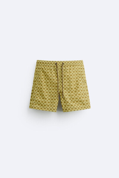 Geometric print swimming trunks