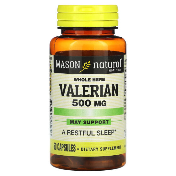Whole Herb Valerian, 500 mg, 60 Capsules
