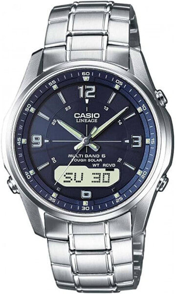 Casio Wave Ceptor Men's Solar Radio-Controlled Sapphire Crystal Watch with Solid Stainless Steel Case and Bracelet