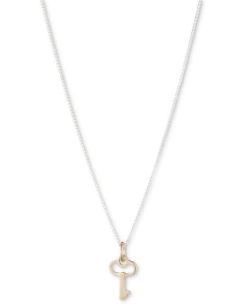 Ralph Lauren key Pendant Necklace in Sterling Silver & 18k Gold-Plate, 14" + 3" extender