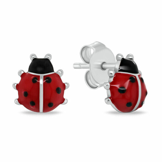 Playful silver earrings Ladybugs EA1048W