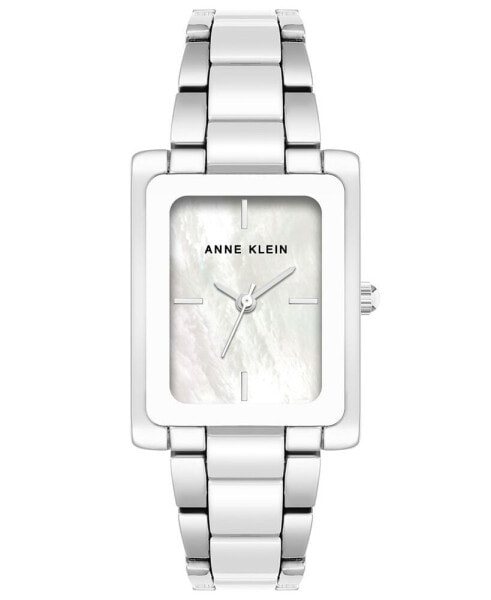 Women's Three-Hand Quartz Silver-Tone Alloy with White Ceramic Bracelet Watch, 24mm